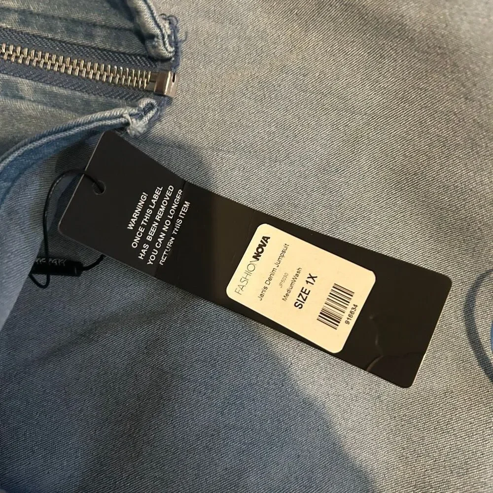 New Fashion Nova Janis Denim Jumpsuit - Picture 5 of 6